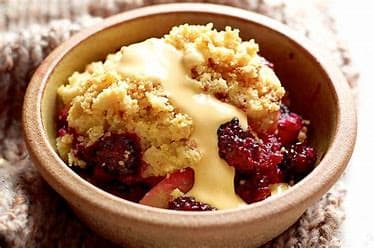 Apple & Blackberry Crumble with Custard